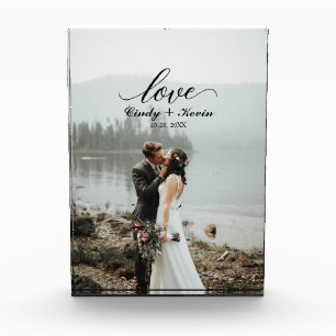 Script Love Personalised Wedding Bride Groom Photo Block