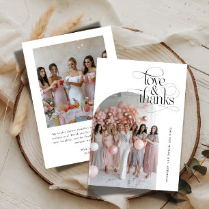 Script Love & Thanks Bridal Shower Arch photo Thank You Card