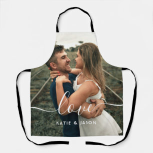 Script Love Wedding Photo Apron