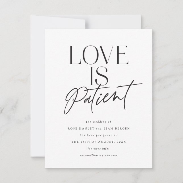 Script Love Wedding Postponed Change the Date Save The Date (Front)