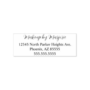 Script Makeup Studio Name Return Address Phone Self-inking Stamp