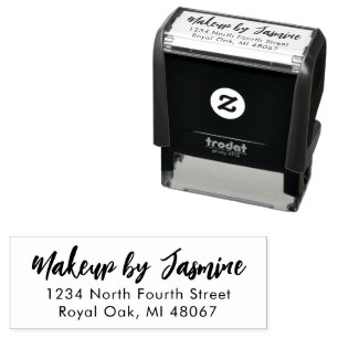 Script Makeup Studio Name Return Address Self-inking Stamp