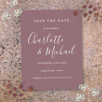 Script Mauve Wedding Save the Date Card