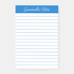 Script Medium Blue Lined Personalised Post-it Notes