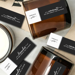  Script Medium Thin Black & White Candle Label
