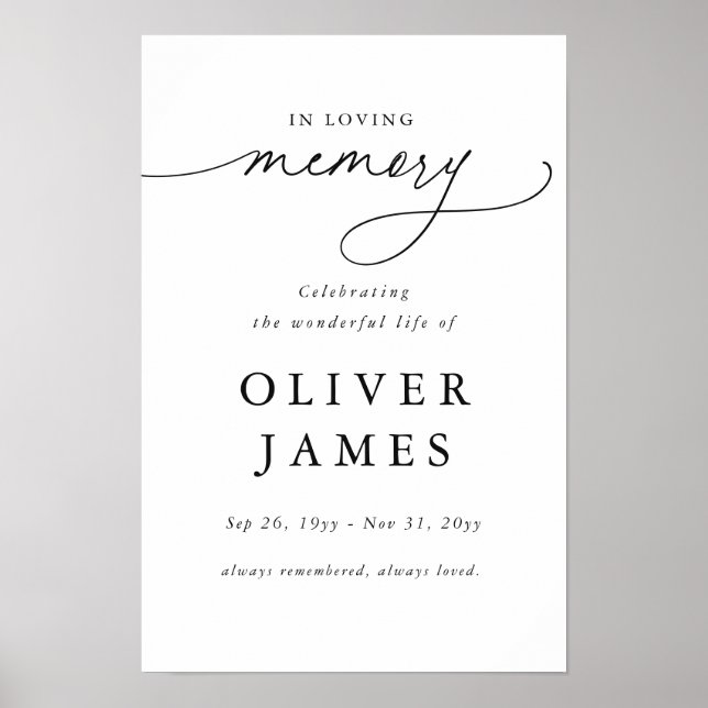Script Memorial Celebration of Life Funeral Poster (Front)