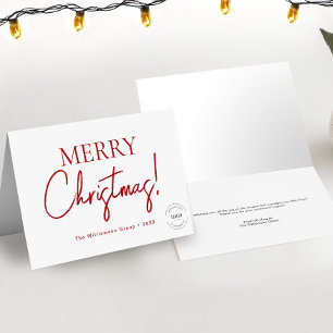 Script Merry Christmas Business Corporate Logo RED Holiday Card