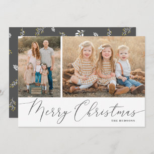 Script Merry Christmas Elegant 2 Photo Holiday Card