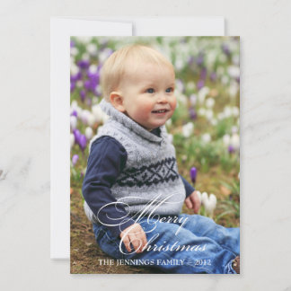 Script Merry Christmas elegant newsletter photo Holiday Card