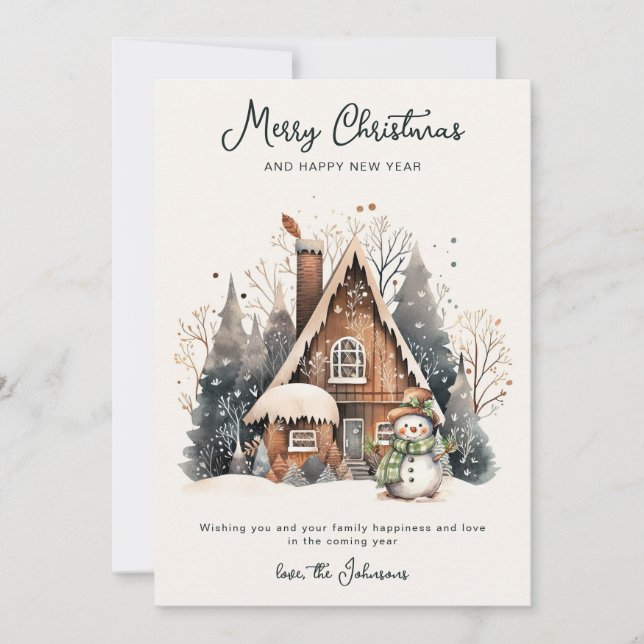 Script Merry Christmas Flat Holiday Card (Front)