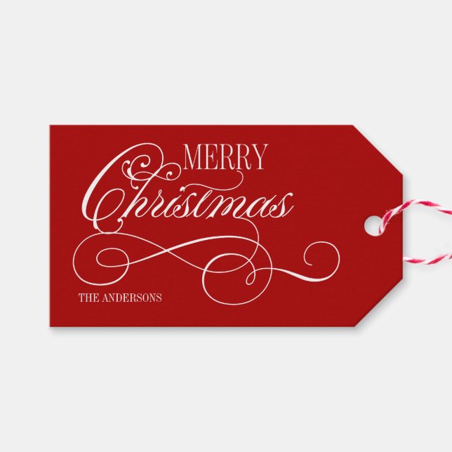 Script Merry Christmas Holiday Gift Tags (Front (Horizontal))