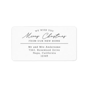 Script Merry Christmas New Home Return Address Label