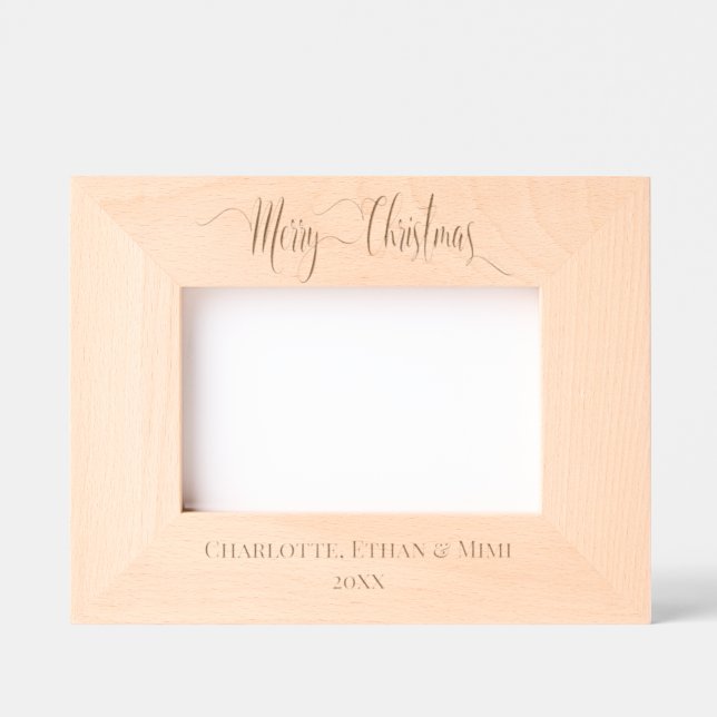 SCRIPT MERRY CHRISTMAS, PERSONALIZED  PICTURE ETCHED FRAMES (Front)