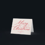 Script Merry Christmas Red Blush Holiday Card<br><div class="desc">This stylish and on trend Christmas card features elegant modern calligraphy script in red. Add your own pre-printed text to the inside or simply delete the sample text to keep it blank for your own handwritten note.</div>