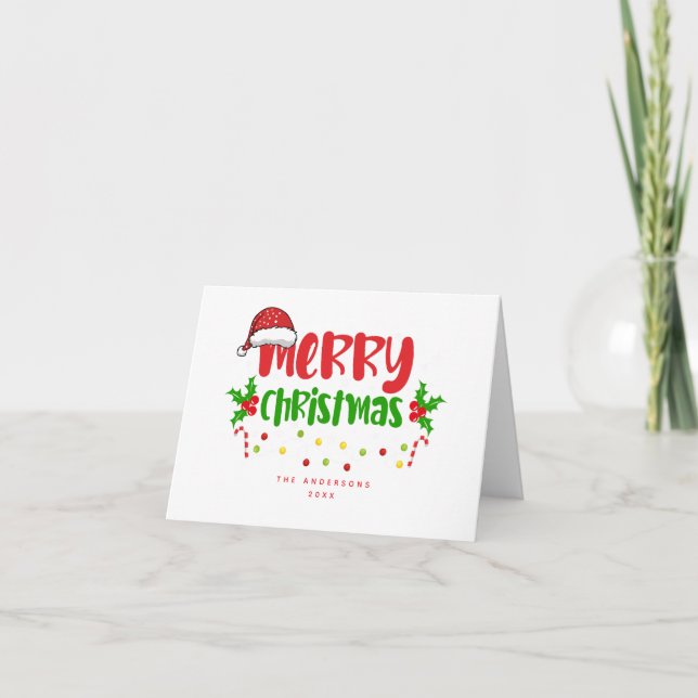 Script Merry Christmas Red Holiday Card (Front)