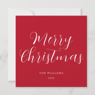 Script Merry Christmas Red  Holiday Card