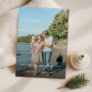 Script Merry Everything Coastal Christmas Photo Holiday Card
