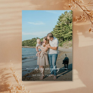 Script Merry Everything Coastal Christmas Photo Holiday Card