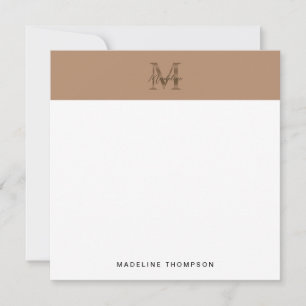 Script Metallic Taupe Gold Monogram Square Card
