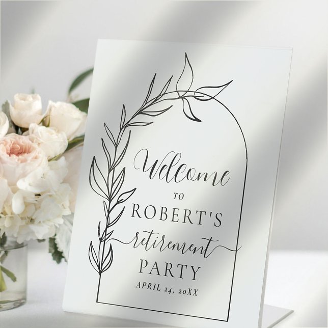Script Minimal Retirement Party Welcome Pedestal Sign (Creator Uploaded)