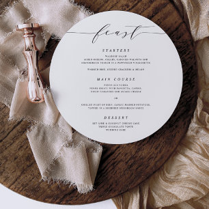 Script Minimal Wedding Dinner Menu Card Decor S105