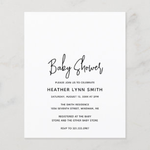 Script Minimalist Budget Baby Shower Invitation