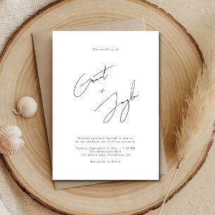 Script Minimalist Elegant Names Black Wedding Invitation