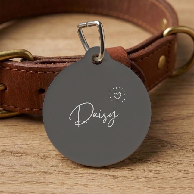 Script Mocha Brown Cute Dog Personalised  Pet Tag (Creator Uploaded)