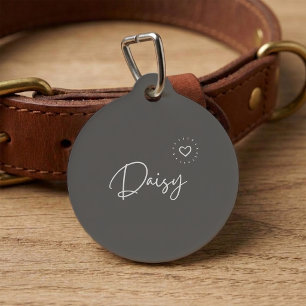 Script Mocha Brown Cute Dog Personalized  Pet Tag