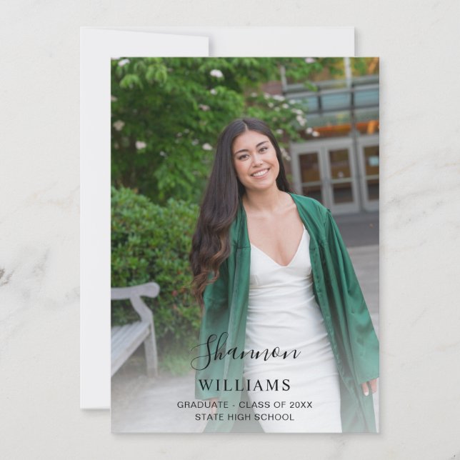 Script Mod Name Photo Graduation Party Vertical WH Invitation (Front)