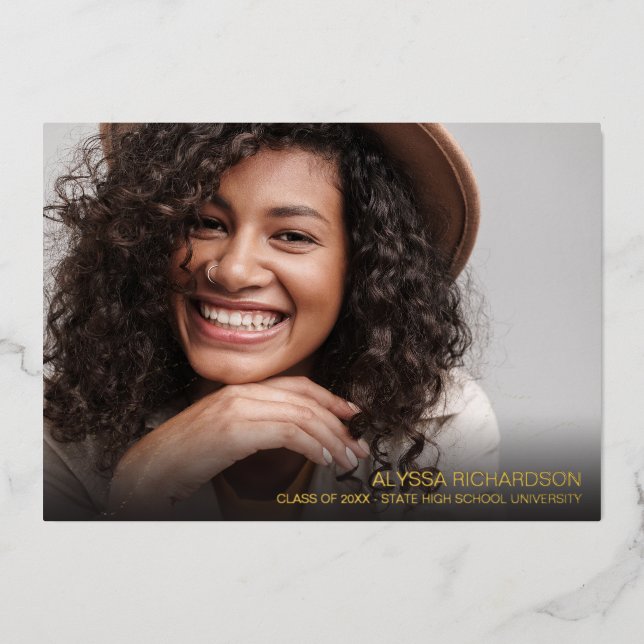 Script Mod Photo Foil Graduation Announcement (Front)