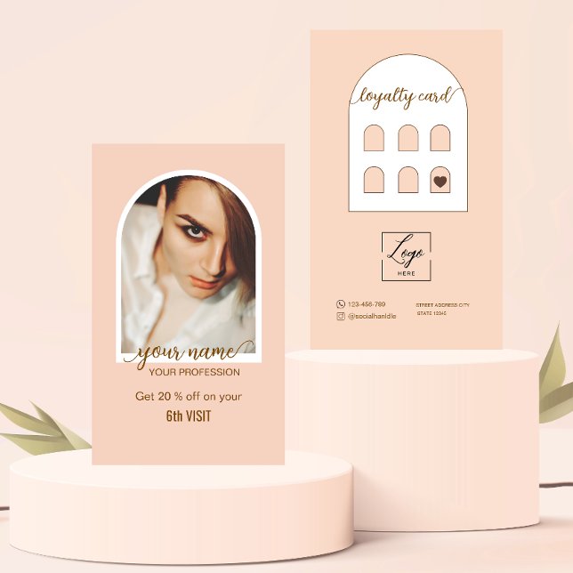 Script Modern arch pink photo logo Loyalty Card (Creator Uploaded)