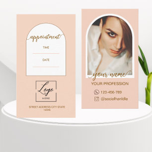 Script Modern arch pink photo qr code logo Appointment Card