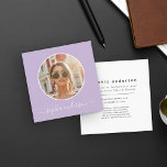 Script Modern Chic Photo Lilac Purple Social Media Calling Card<br><div class="desc">Modern and chic,  this simple minimalist business card / calling card showcases your photo in an Instagram style circle,  surrounded by a lilac purple backdrop alongside your name in handwritten script calligraphy. On the back is plenty of space for social media handles and any other contact information.</div>