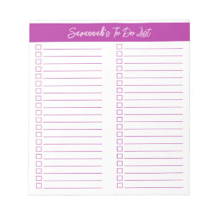 Script Modern Dark Pink Two Column Checklist Notepad