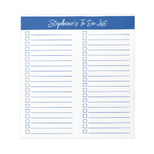 Script Modern Elegant Blue Two Column Checklist Notepad