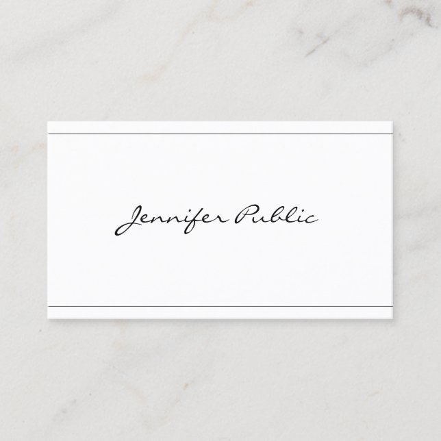 Script Modern Elegant Sleek Design Beautiful Plain Business Card (Front)