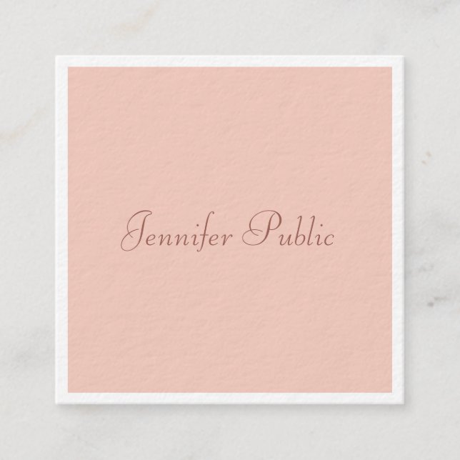 Script Modern Elegant Template Luxurious Thick Square Business Card (Front)