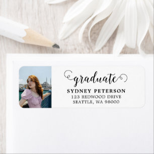 Script Modern Graduation Photo Return Address