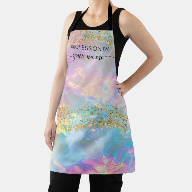 Script Modern Iridescent opal stone Apron (Insitu)