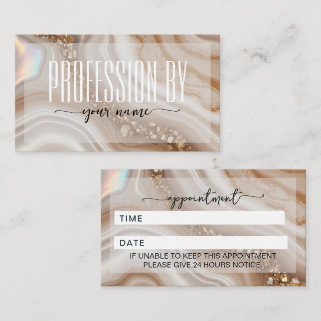 Script Modern Nuteral beige and gold Appointment Card (Front/Back)