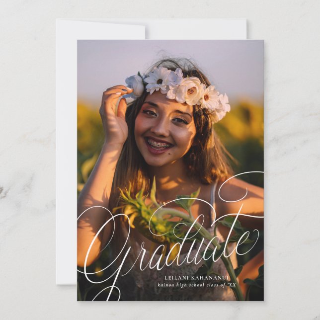 Script Modern Photo Graduation Party  Invitation (Front)