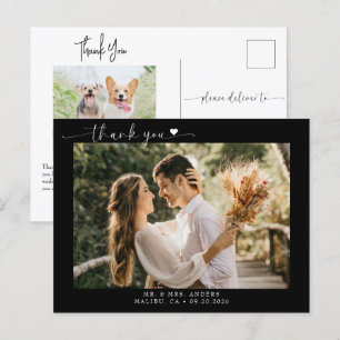Script Modern Photo Wedding Thank You Postcard