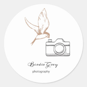 Script Modern Photography Business Card Classic Round Sticker