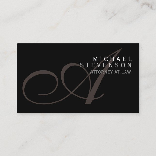 Script Monogram Attorney at Law Business Card (Front)