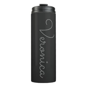 Script Monogram Black Thermal Tumbler