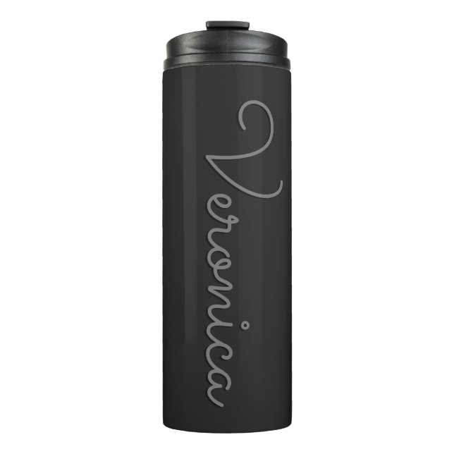Script Monogram Black Thermal Tumbler (Front)