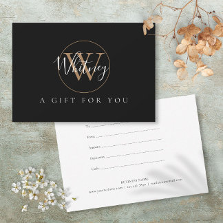 Script Monogram Black White Gold Gift Certificate