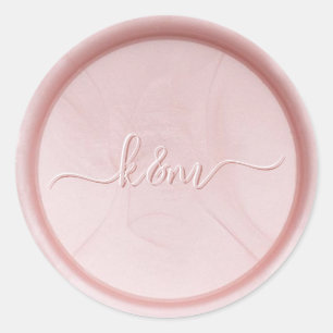 Script Monogram Blush Metallic Wax Seal Sticker