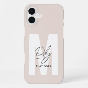 Script Monogram Blush Pink Modern Chic Signature iPhone 16 Plus Case
